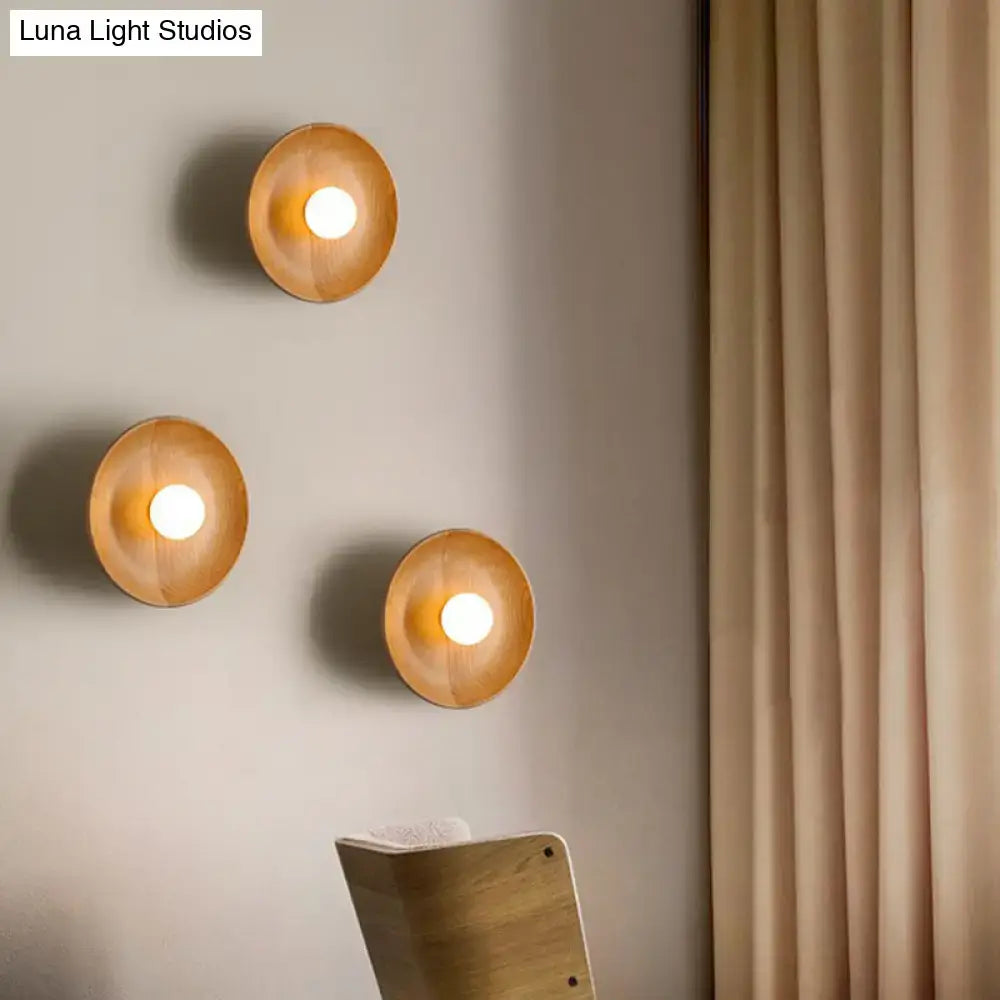 Minimalist brown wood wall light living room tray sconce