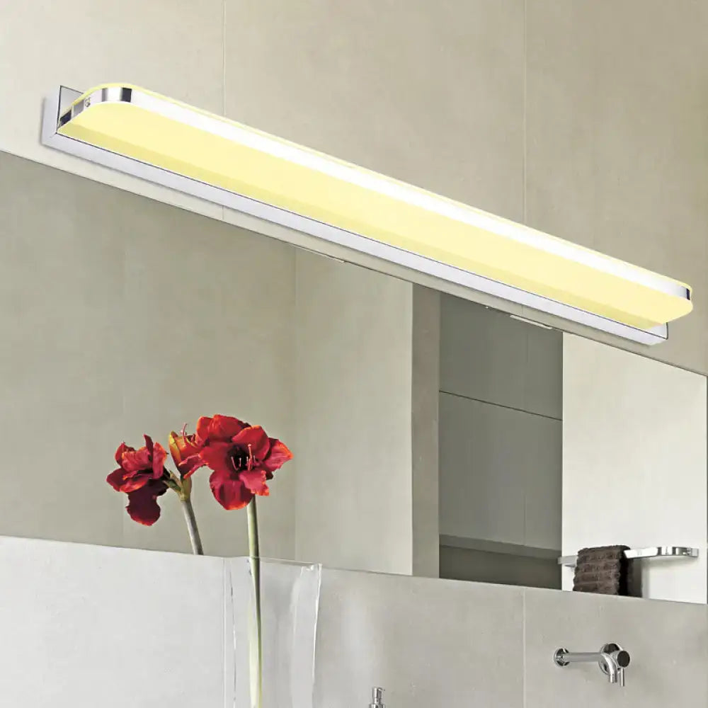 Minimalist chrome led vanity wall light for bathroom