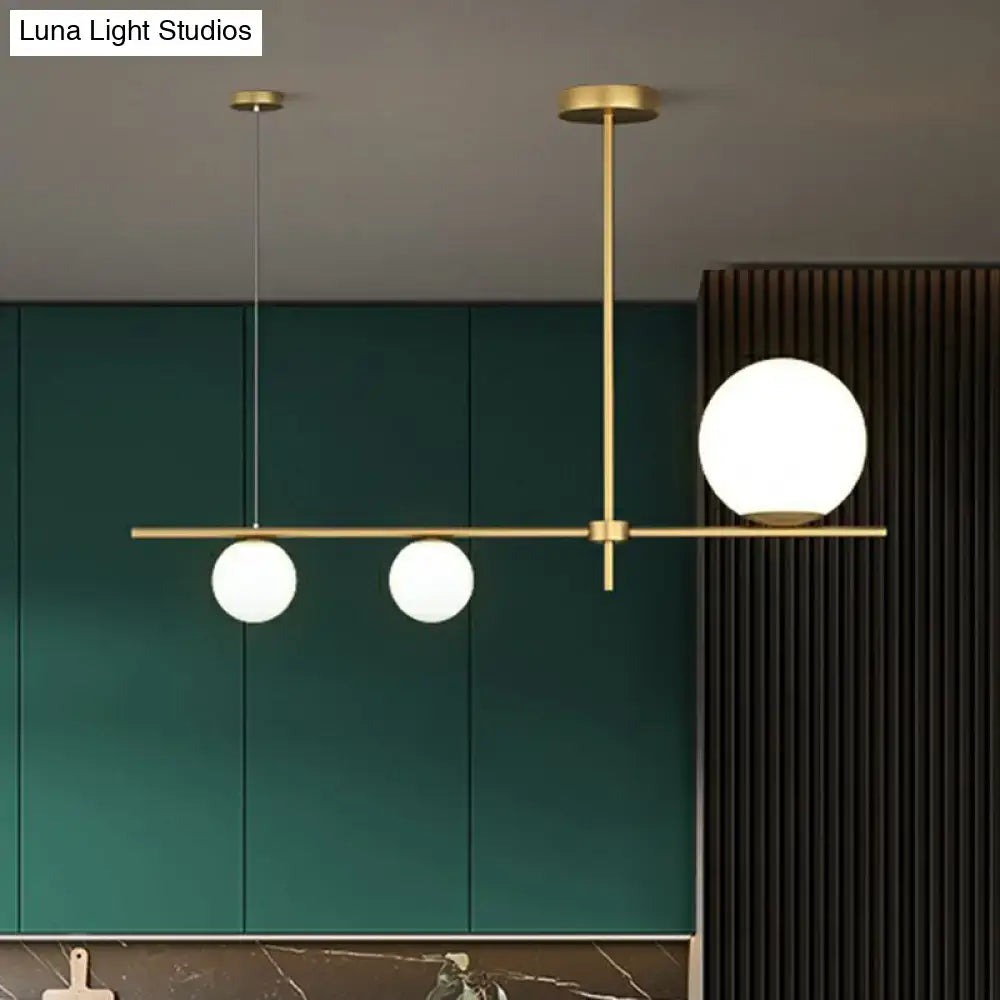 DecorBites™ Minimalist Cream Glass Globe Island Pendant Light for Dining Room