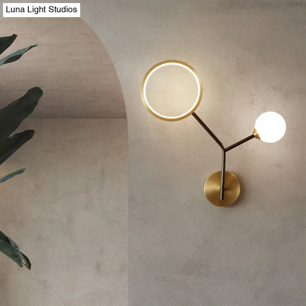 DecorBites™ Minimalist Cream Glass LED Wall Sconce Lamp for Bedroom Lighting