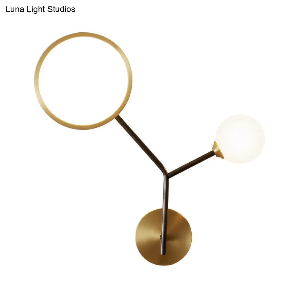 DecorBites™ Minimalist Cream Glass LED Wall Sconce Lamp for Bedroom Lighting