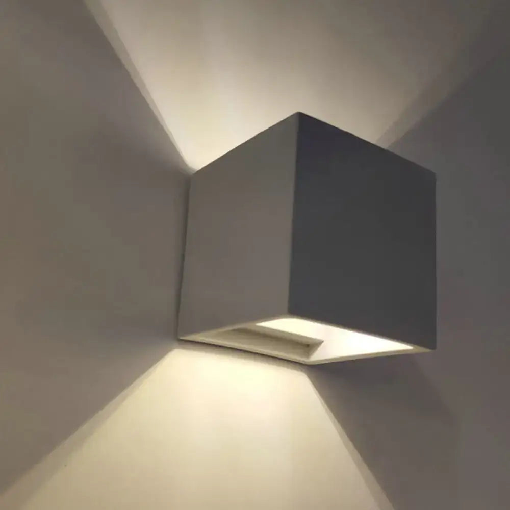 Minimalist cube cement flush mount wall light for stairs