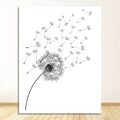 Minimalist dandelion canvas art set with gold frames for living room