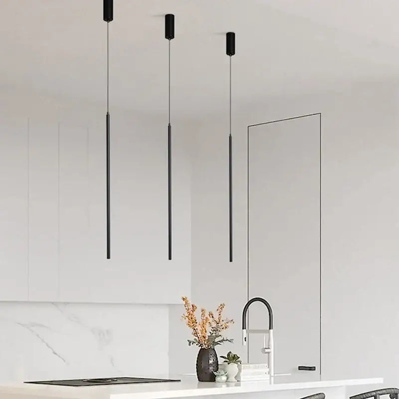 DecorBites™ Black Slim 50cm 60cm LED Pendant Lamp for Restaurant Bar, Nordic Minimalist Style