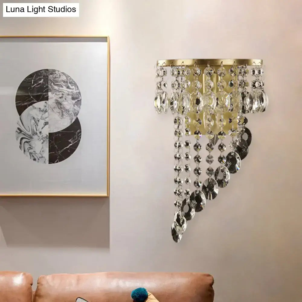 Minimalist gold crystal bead corridor sconce e12 bulb base bedroom light