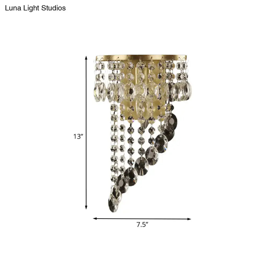Minimalist gold crystal bead corridor sconce e12 bulb base bedroom light