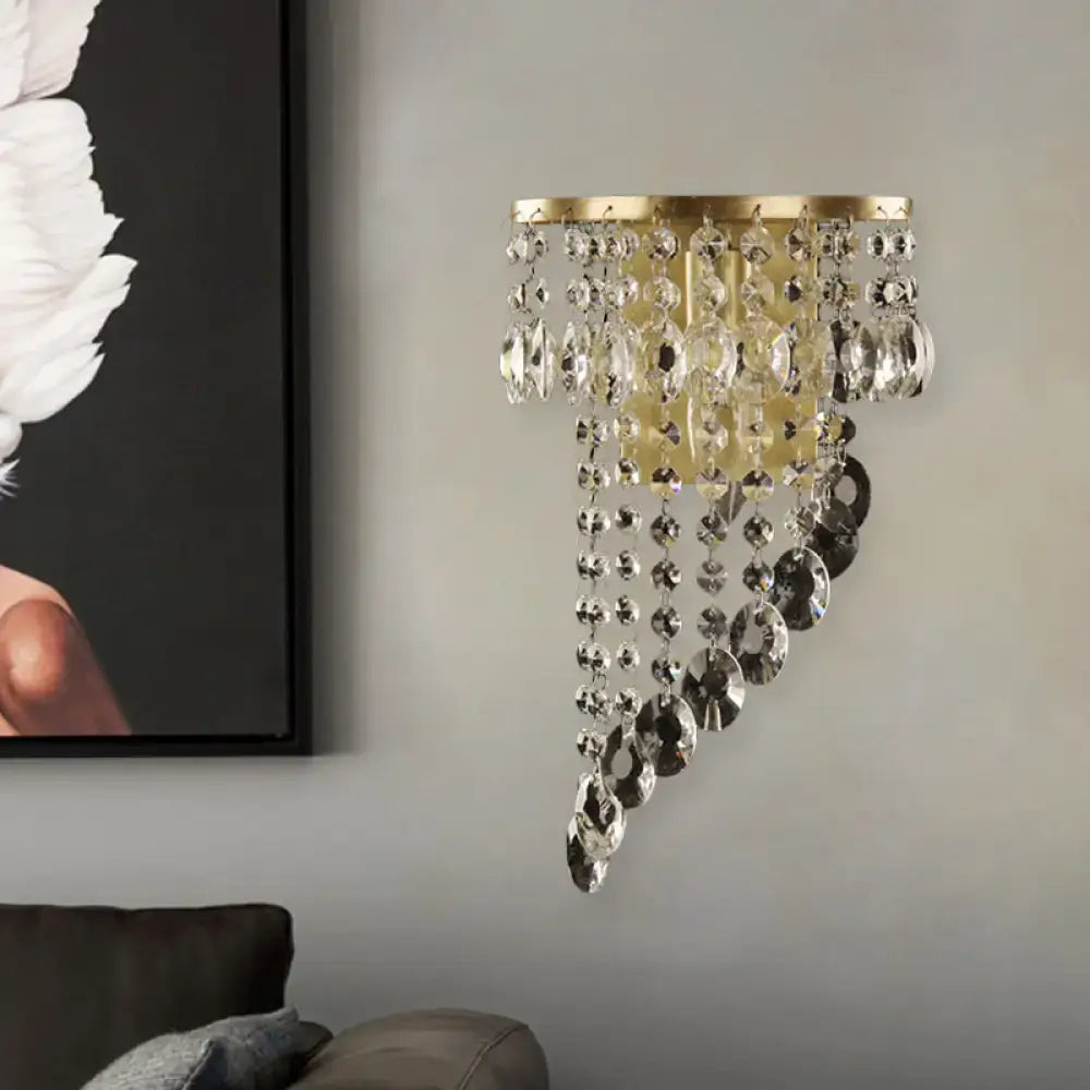 Minimalist gold crystal bead corridor sconce e12 bulb base bedroom light