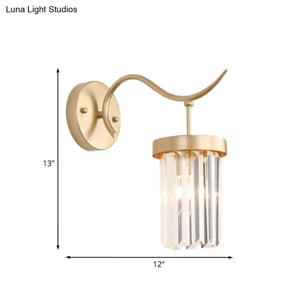 DecorBites™ Minimalist Gold Finish Crystal Wall Lamp with Rectangular Tube Design
