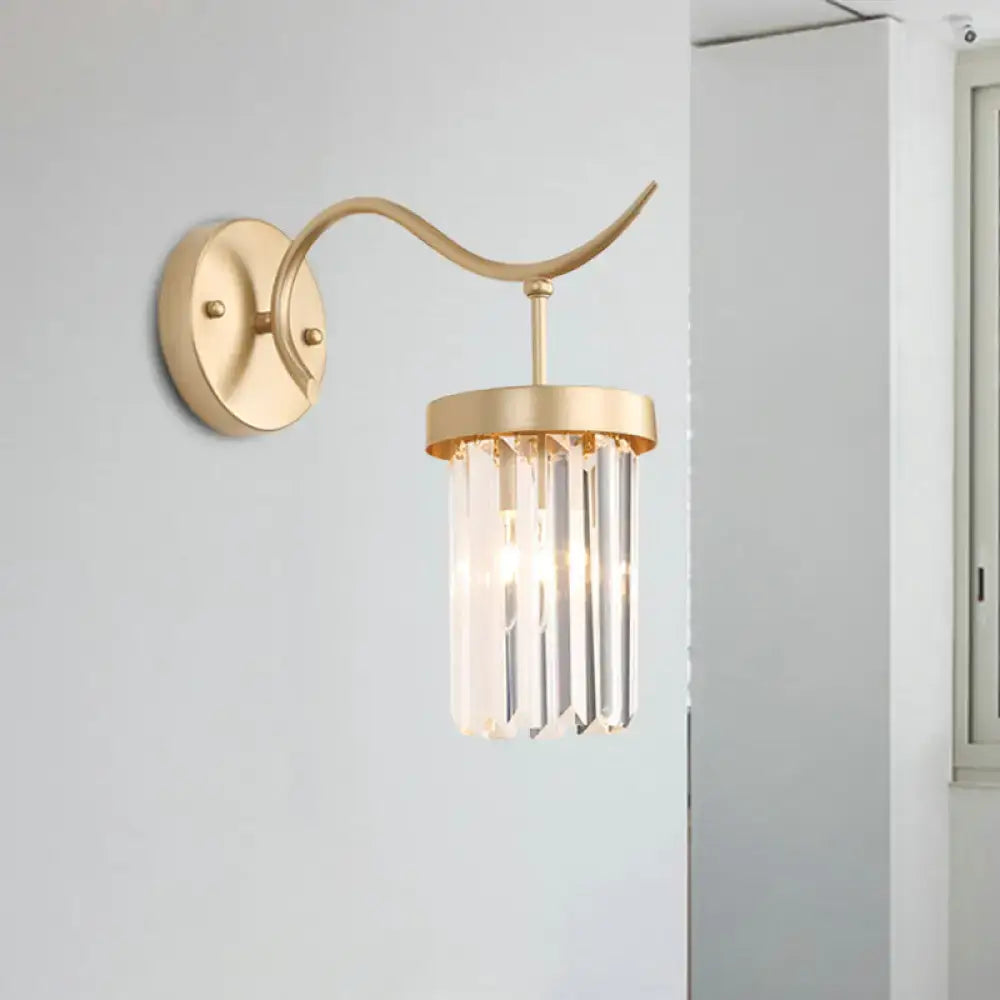DecorBites™ Minimalist Gold Finish Crystal Wall Lamp with Rectangular Tube Design