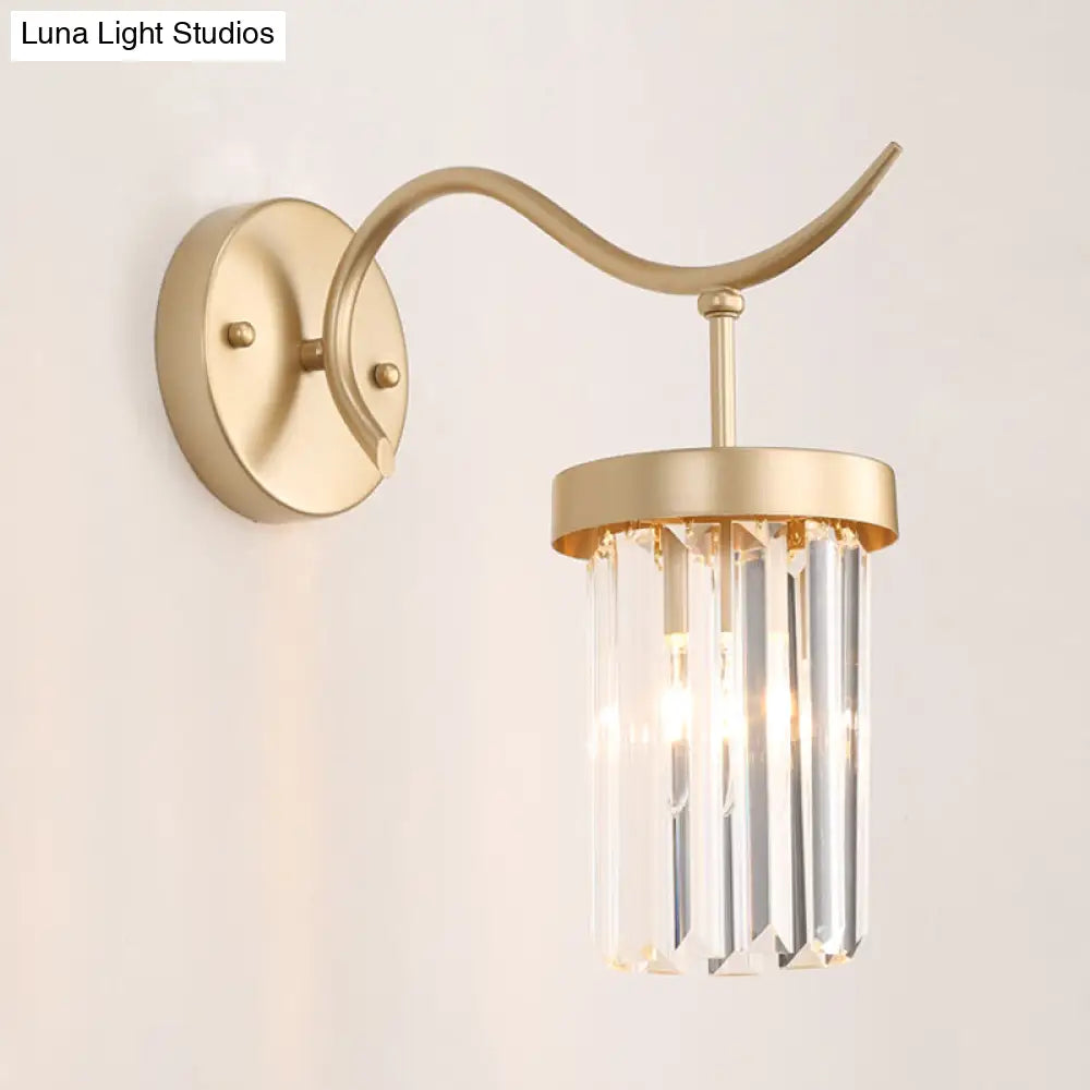 DecorBites™ Minimalist Gold Finish Crystal Wall Lamp with Rectangular Tube Design