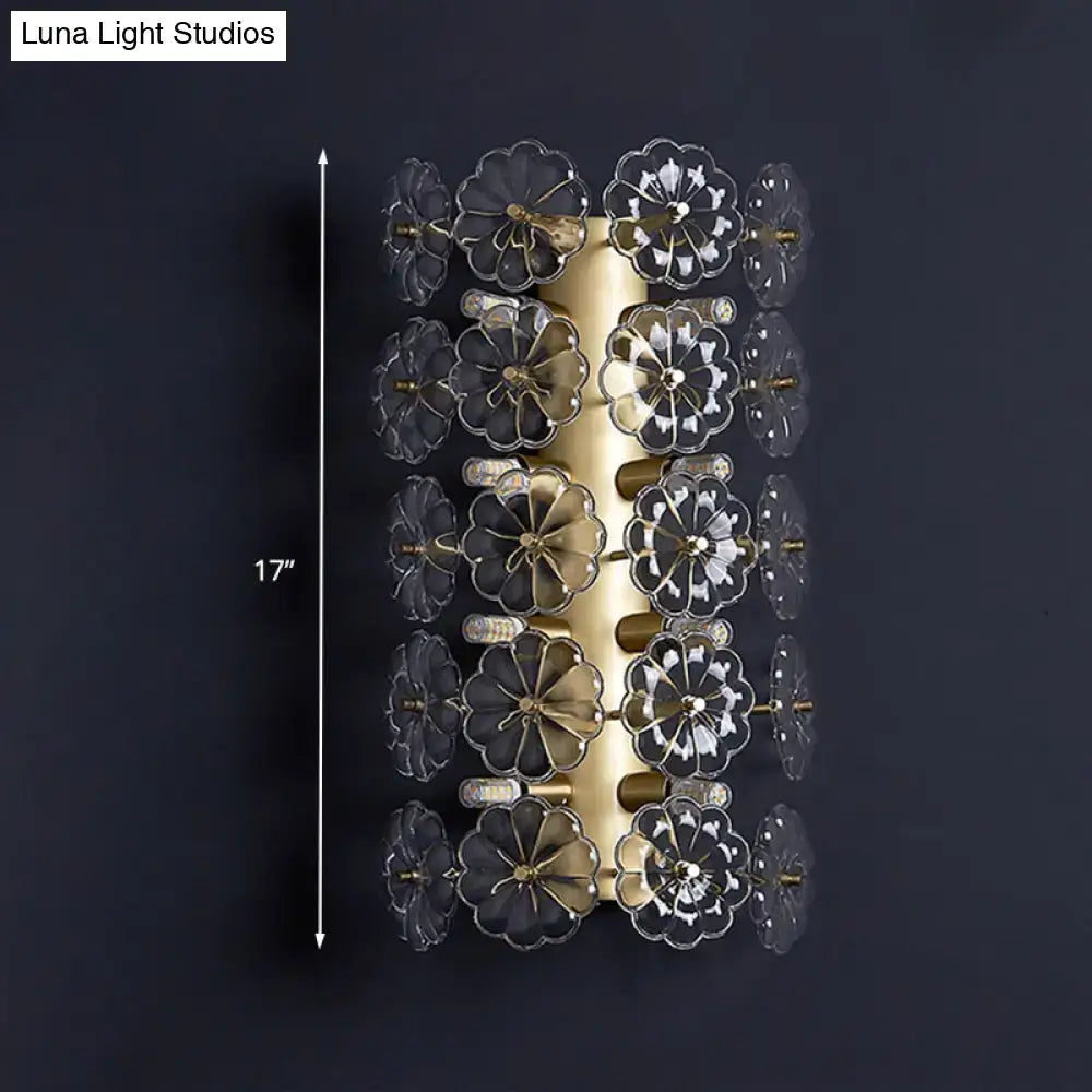 Minimalist gold floral crystal sconce light for bedroom