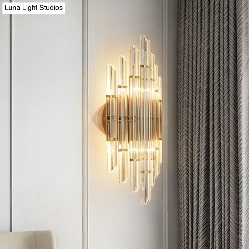 DecorBites™ Minimalist LED Wall Sconce Light with K9 Crystal Strip - Rhombus Design for Living Room