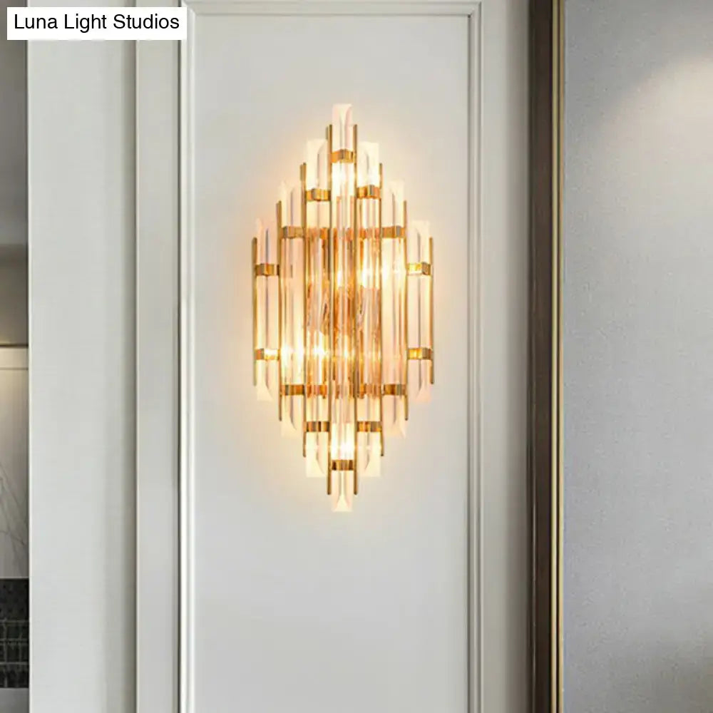 DecorBites™ Minimalist LED Wall Sconce Light with K9 Crystal Strip - Rhombus Design for Living Room