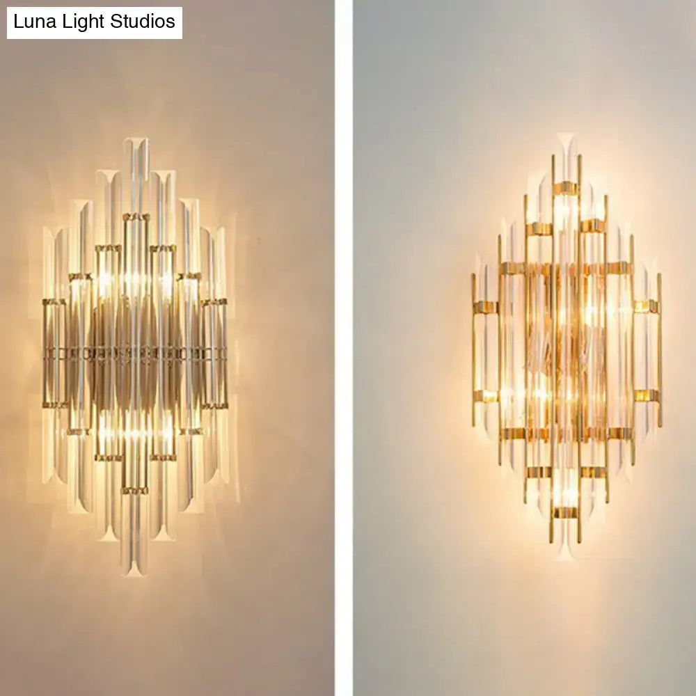 DecorBites™ Minimalist LED Wall Sconce Light with K9 Crystal Strip - Rhombus Design for Living Room