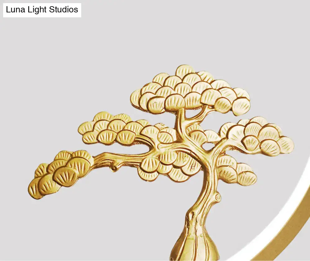 DecorBites™ Minimalist Linear Hanging Lamp with Metal Frame, LED Lighting, Monk and Tree Design – Ideal for Study Room and Island Décor