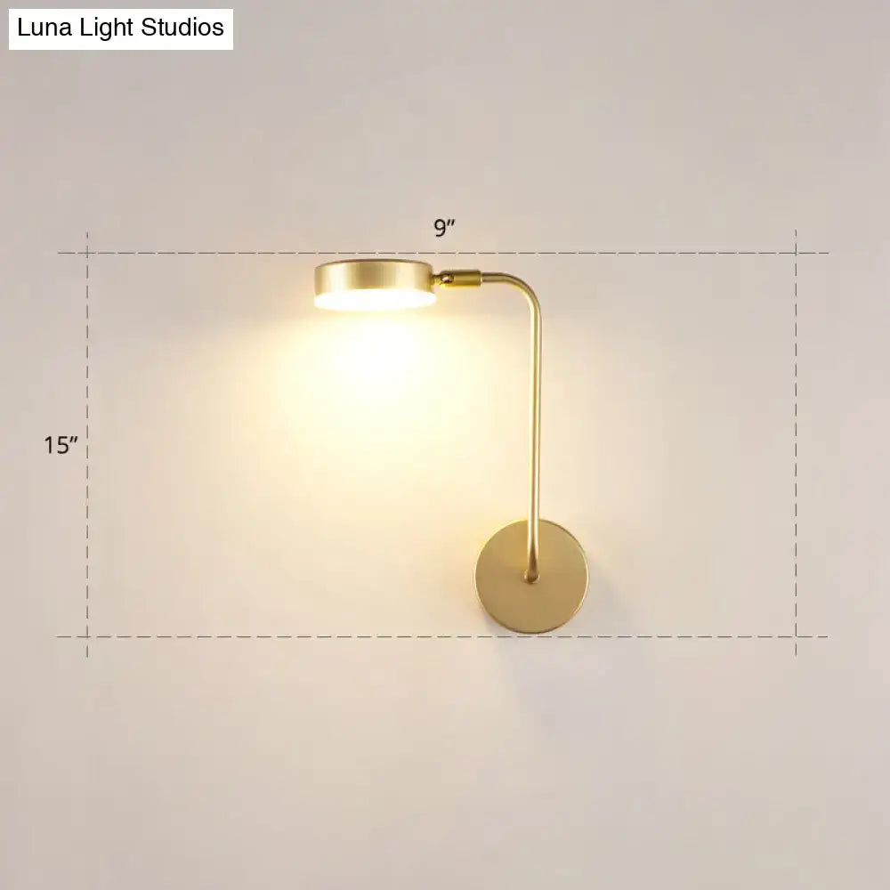 DecorBites™ Golden Metal LED Sconce: Stylish Round Wall Mounted Lamp for Bedrooms