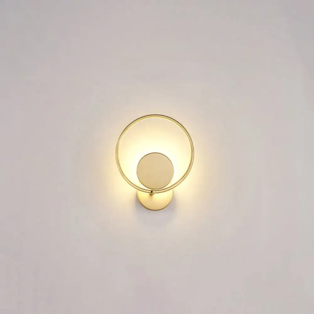 DecorBites™ Golden Metal LED Sconce: Stylish Round Wall Mounted Lamp for Bedrooms