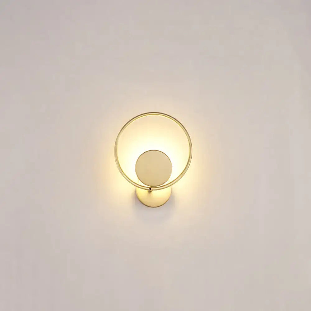 DecorBites™ Golden Metal LED Sconce: Stylish Round Wall Mounted Lamp for Bedrooms
