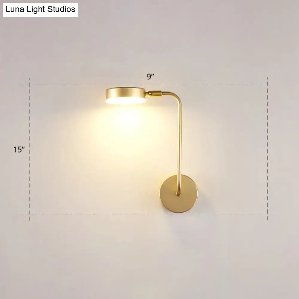 DecorBites™ Golden Metal LED Sconce: Stylish Round Wall Mounted Lamp for Bedrooms