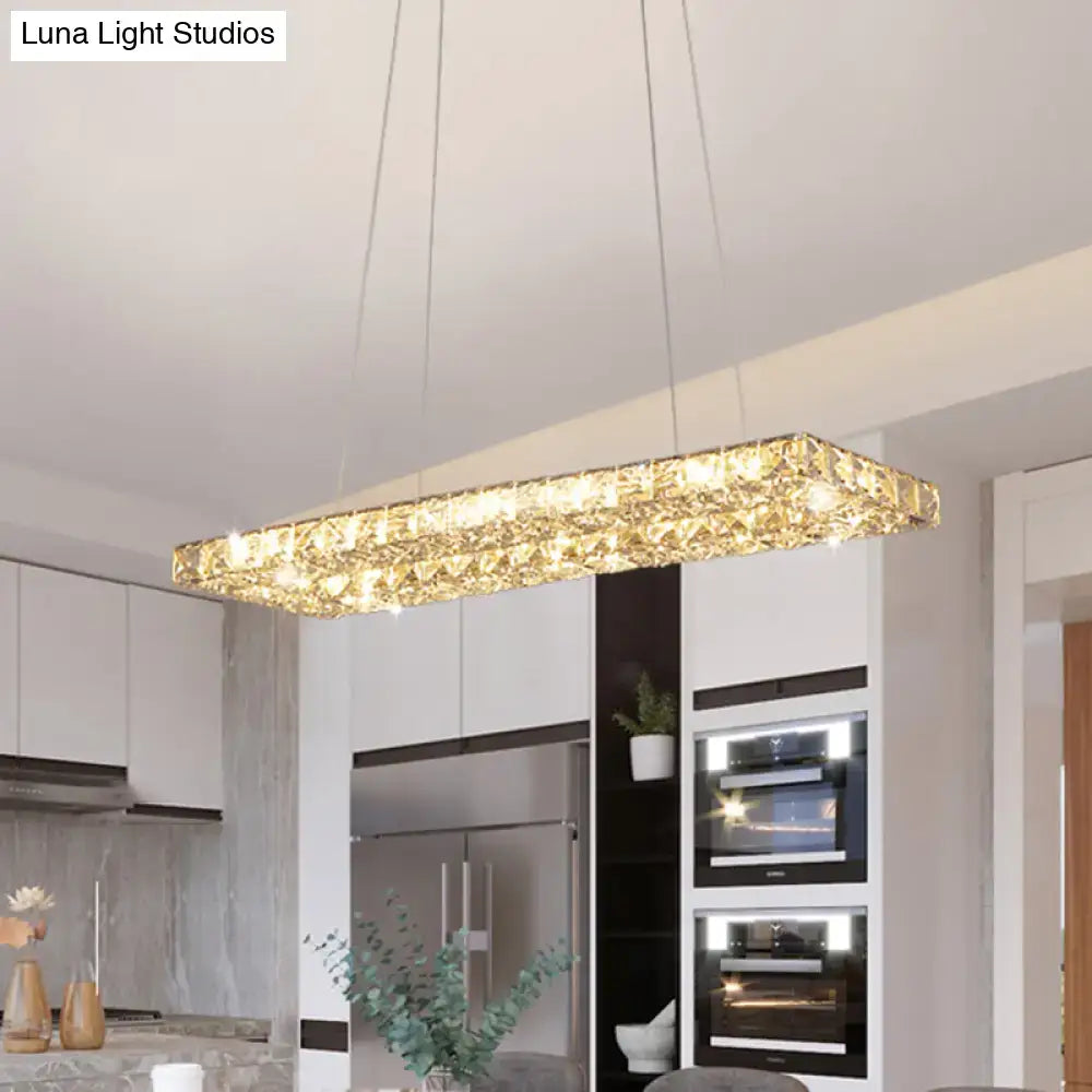 Minimalist gold rectangular led island pendant light dining room