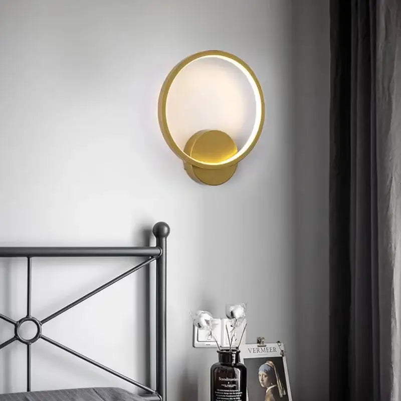 Minimalist gold ring led wall lights for living room decor