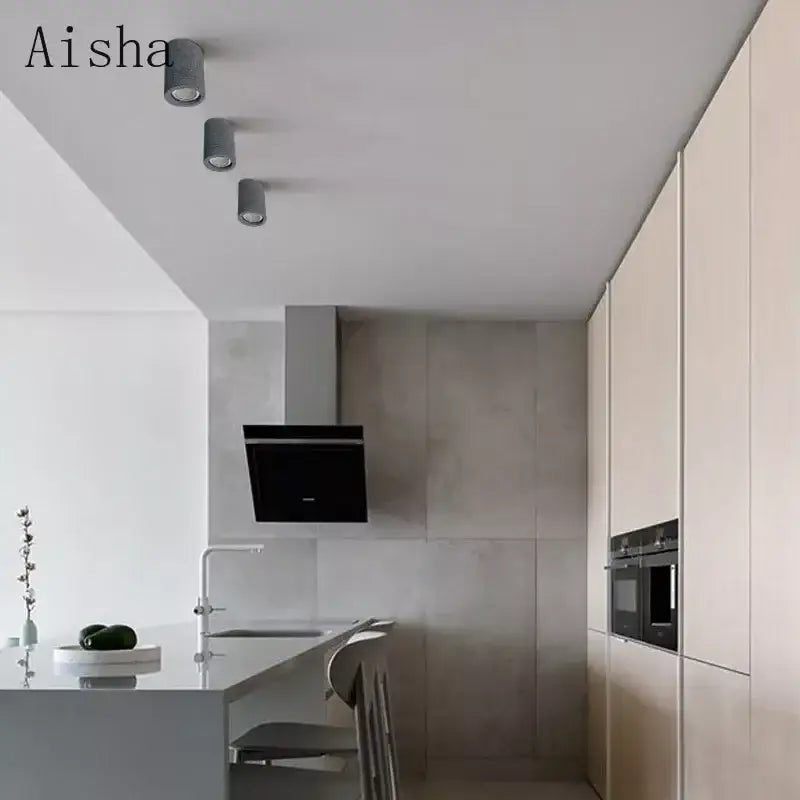 DecorBites™ Cement LED Round Downlight: Minimalist Ceiling Spotlight for Living Room and Aisle
