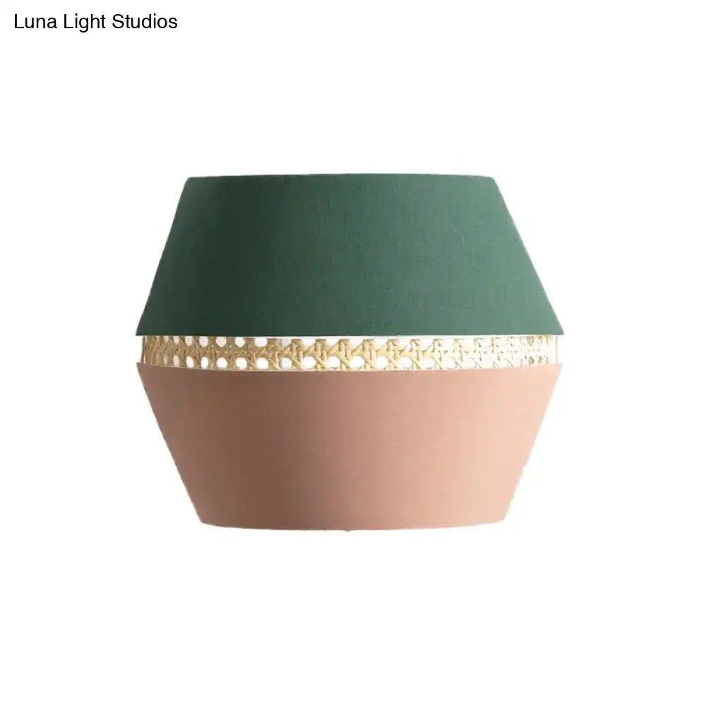 DecorBites™ Minimalist Green and Pink Cutout Sconce with Rattan Detail - Wall Mounted Light for Bedroom