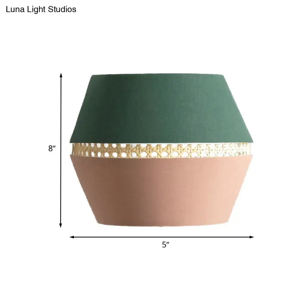 DecorBites™ Minimalist Green and Pink Cutout Sconce with Rattan Detail - Wall Mounted Light for Bedroom