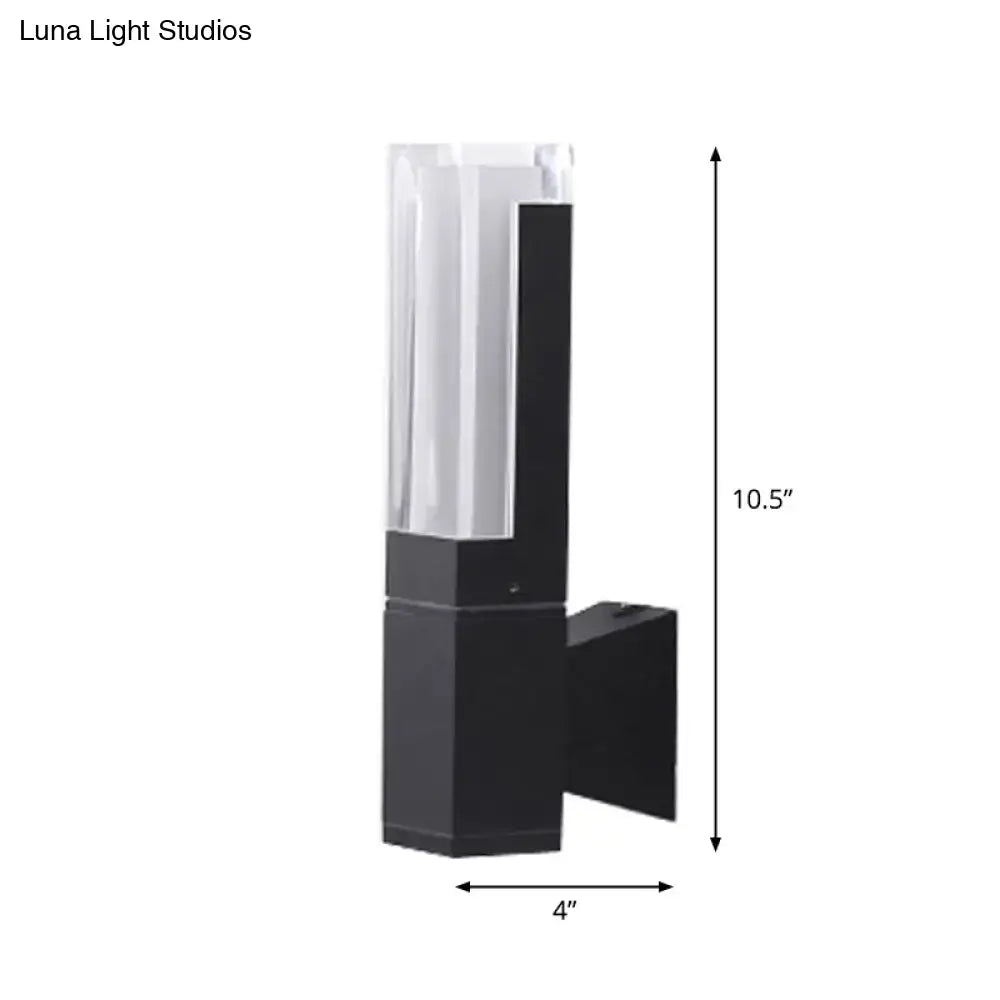 DecorBites™ Minimalist LED Courtyard Wall Lamp in Black, with Warm/White Light and Acrylic 1/2 Head Sconce