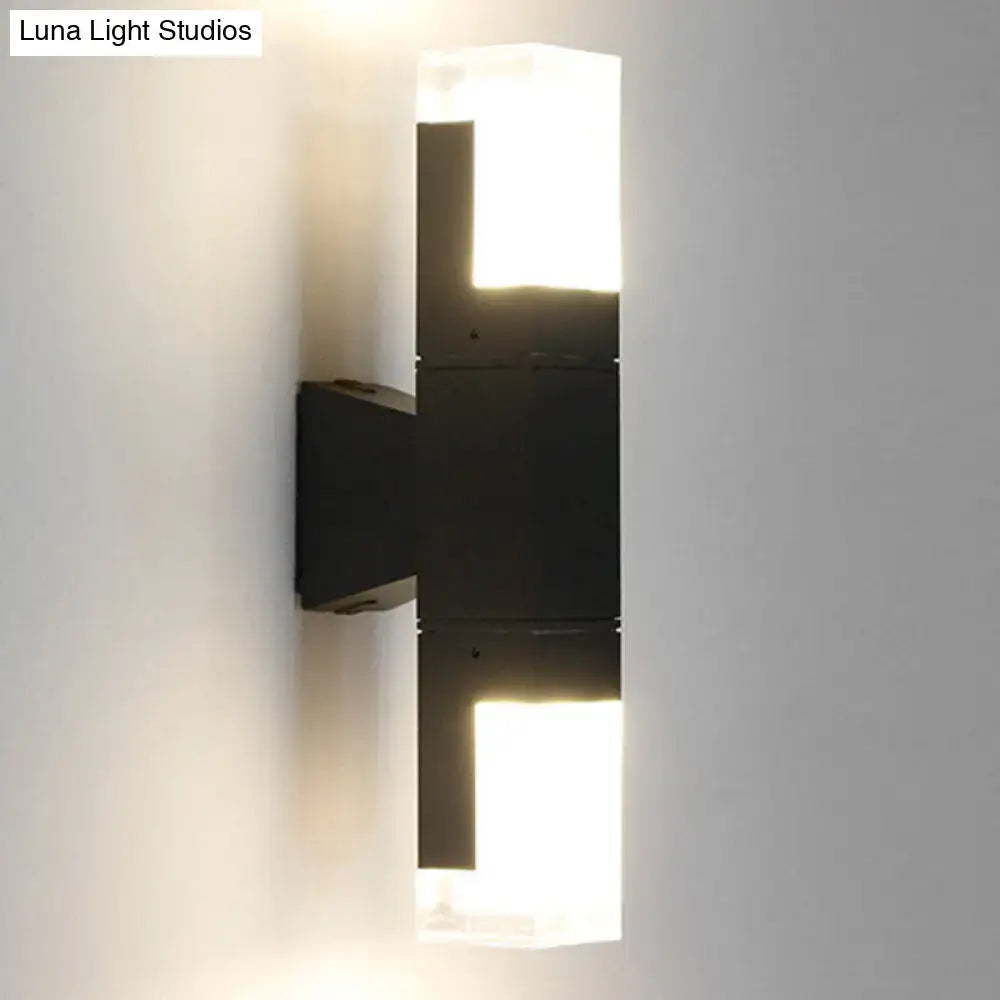 DecorBites™ Minimalist LED Courtyard Wall Lamp in Black, with Warm/White Light and Acrylic 1/2 Head Sconce