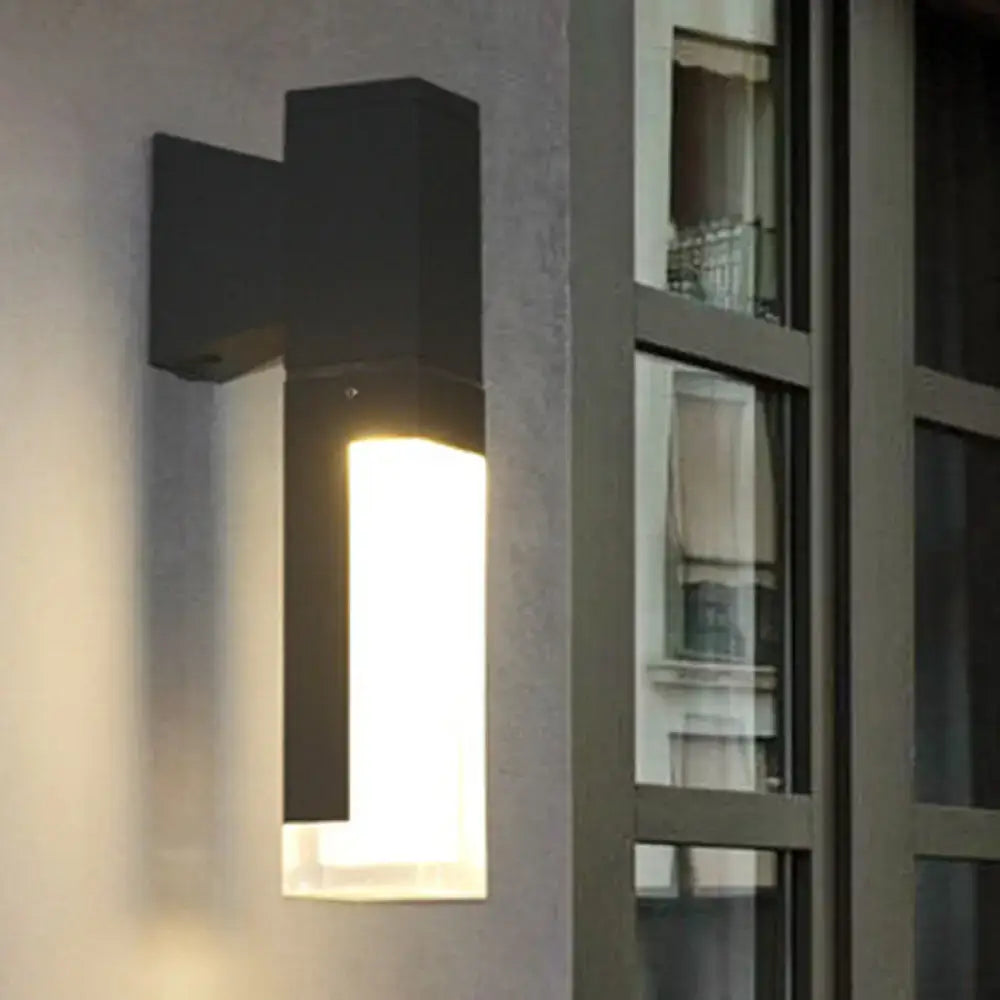 DecorBites™ Minimalist LED Courtyard Wall Lamp in Black, with Warm/White Light and Acrylic 1/2 Head Sconce