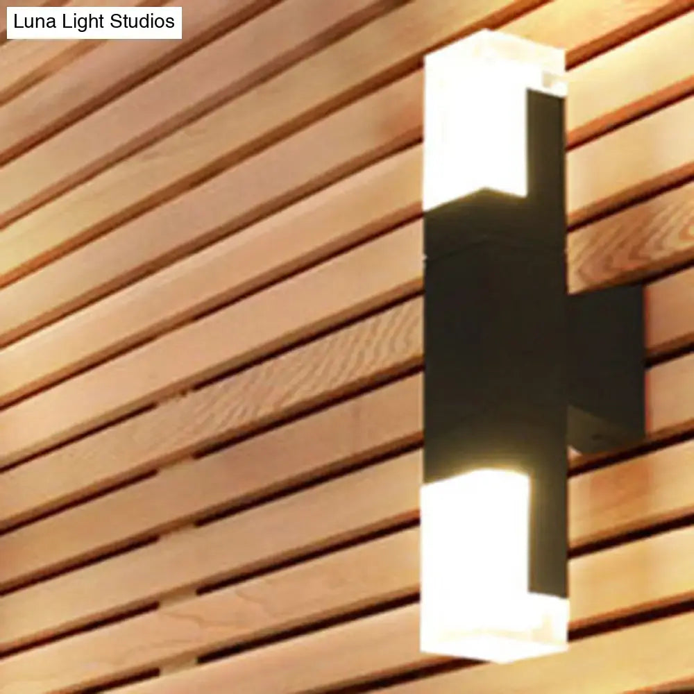 DecorBites™ Minimalist LED Courtyard Wall Lamp in Black, with Warm/White Light and Acrylic 1/2 Head Sconce