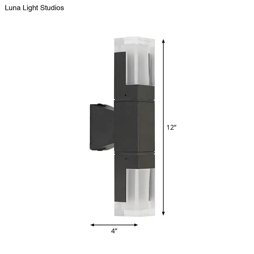 DecorBites™ Minimalist LED Courtyard Wall Lamp in Black, with Warm/White Light and Acrylic 1/2 Head Sconce