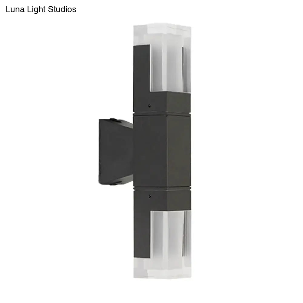 DecorBites™ Minimalist LED Courtyard Wall Lamp in Black, with Warm/White Light and Acrylic 1/2 Head Sconce