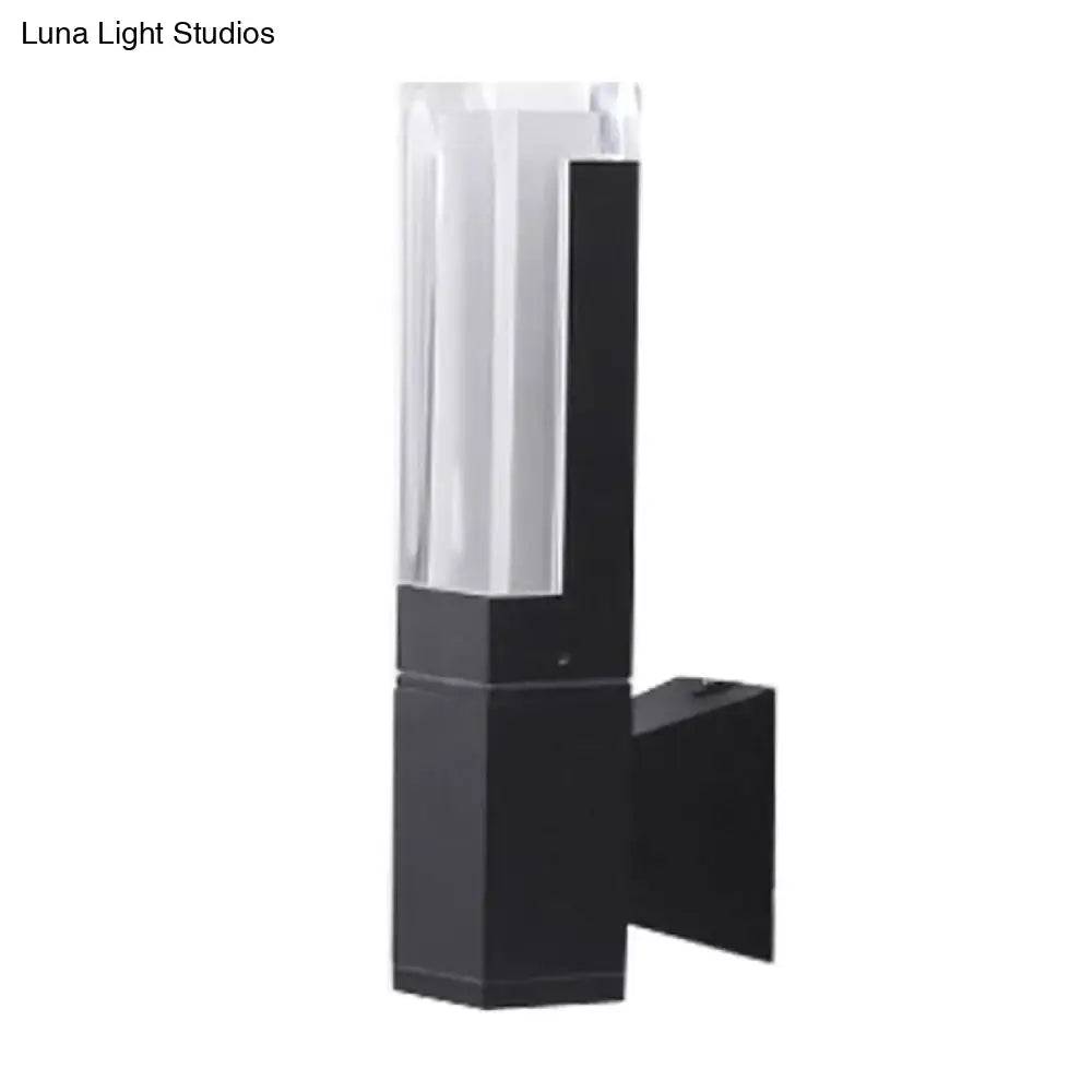 DecorBites™ Minimalist LED Courtyard Wall Lamp in Black, with Warm/White Light and Acrylic 1/2 Head Sconce