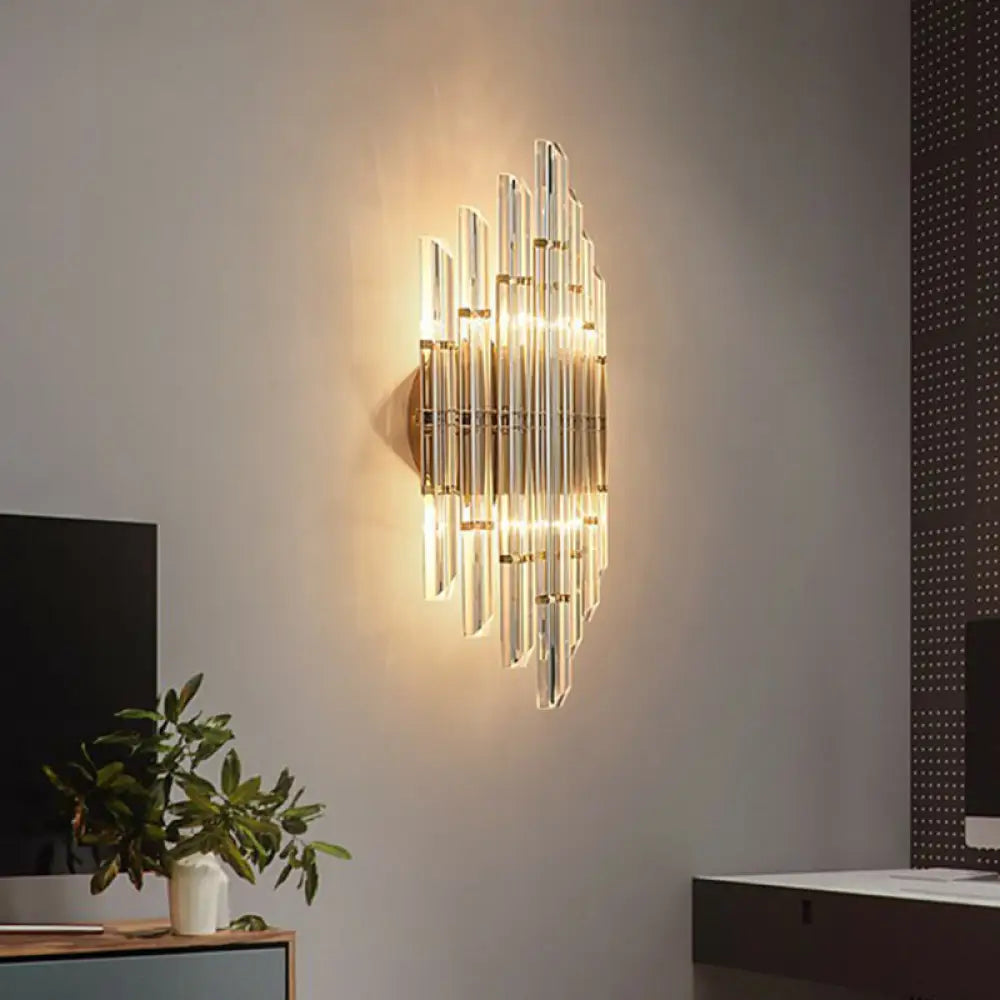 DecorBites™ Minimalist LED Wall Sconce Light with K9 Crystal Strip - Rhombus Design for Living Room