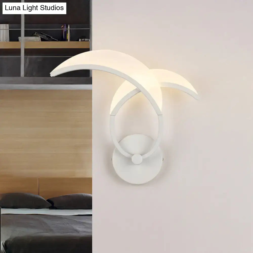 Minimalist led white double curved wall sconce bedroom light