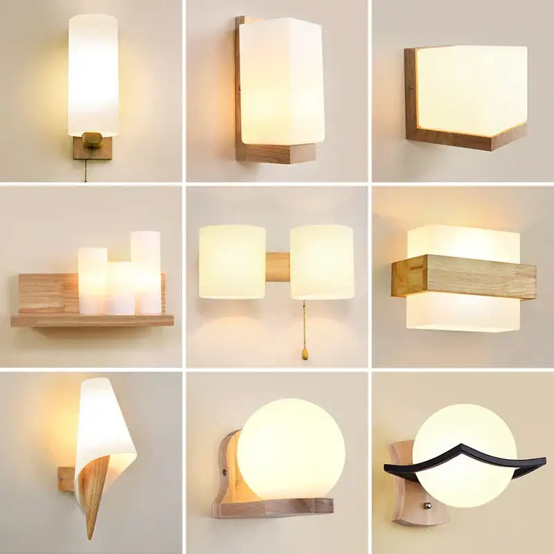 DecorBites™ LED Wooden Wall Lamps for Bedroom Stairs Interior Lighting Sconce Fixtures