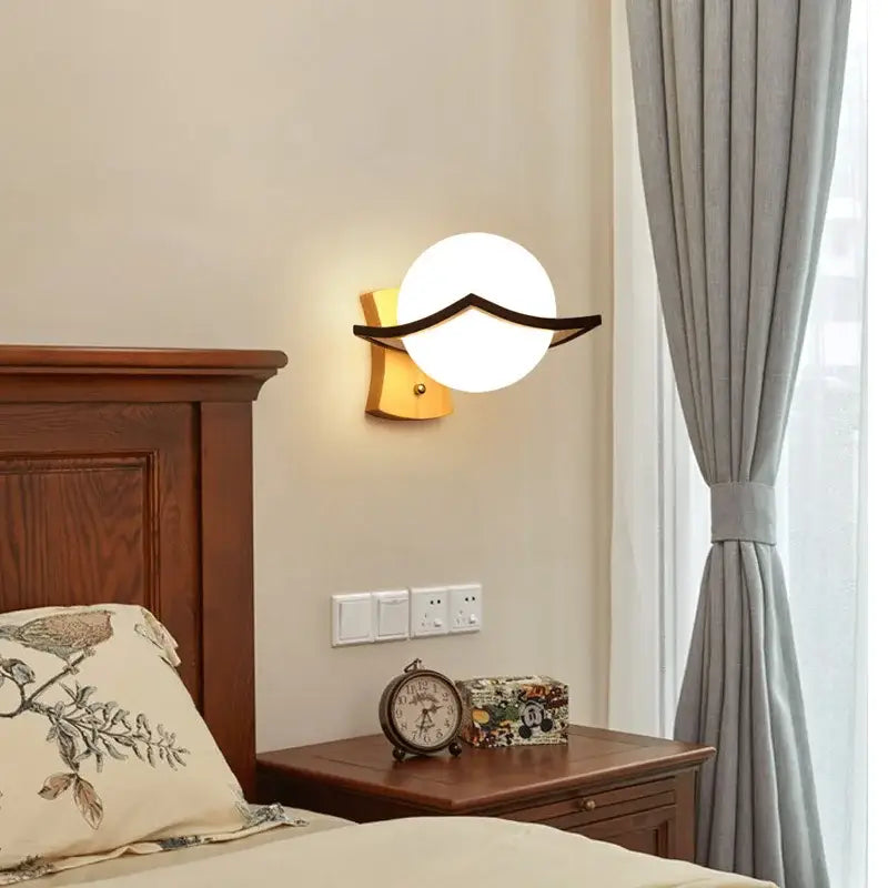 DecorBites™ LED Wooden Wall Lamps for Bedroom Stairs Interior Lighting Sconce Fixtures