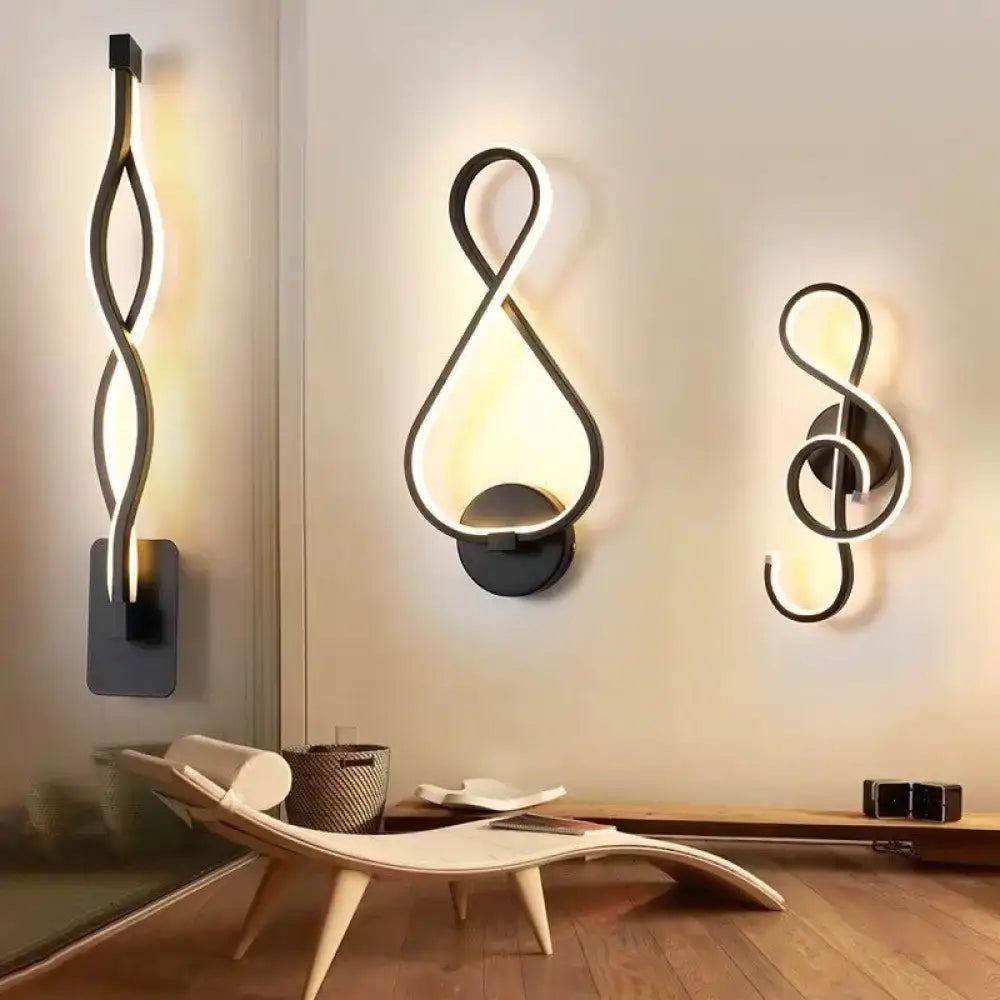Minimalist line art sconce light fixture – hallway black metal lamp