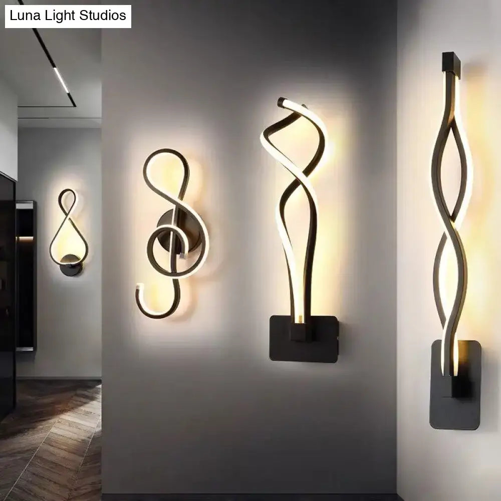 Minimalist line art sconce light fixture – hallway black metal lamp