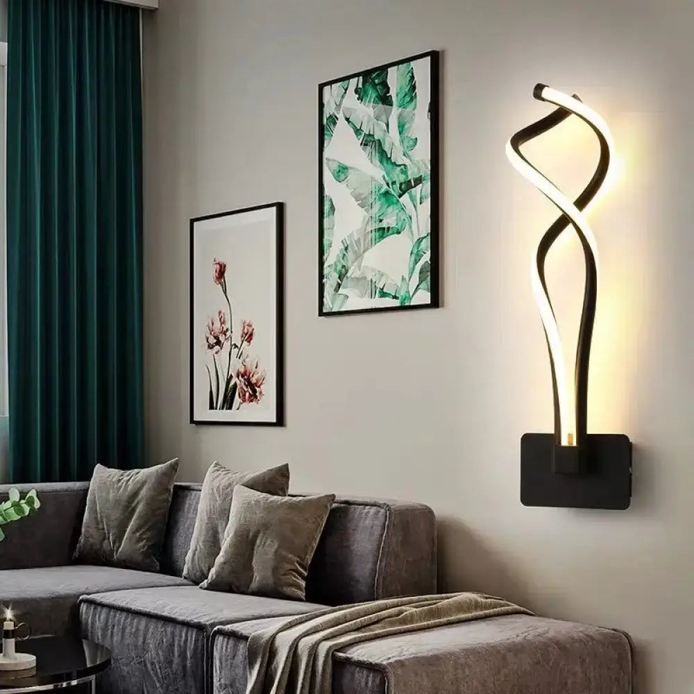 Minimalist line art sconce light fixture – hallway black metal lamp