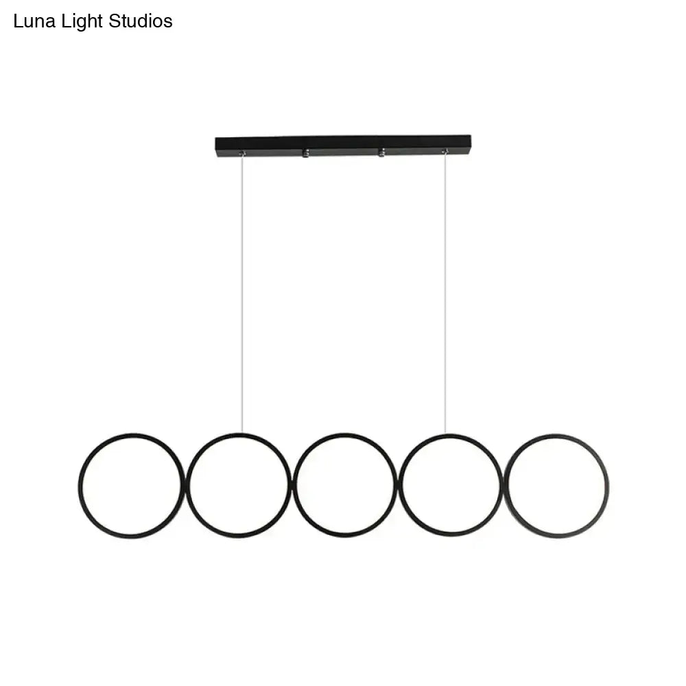 DecorBites™ Minimalist Metallic LED Black Island Suspension Lamp - Warm/White Light, 31.5"/39.5