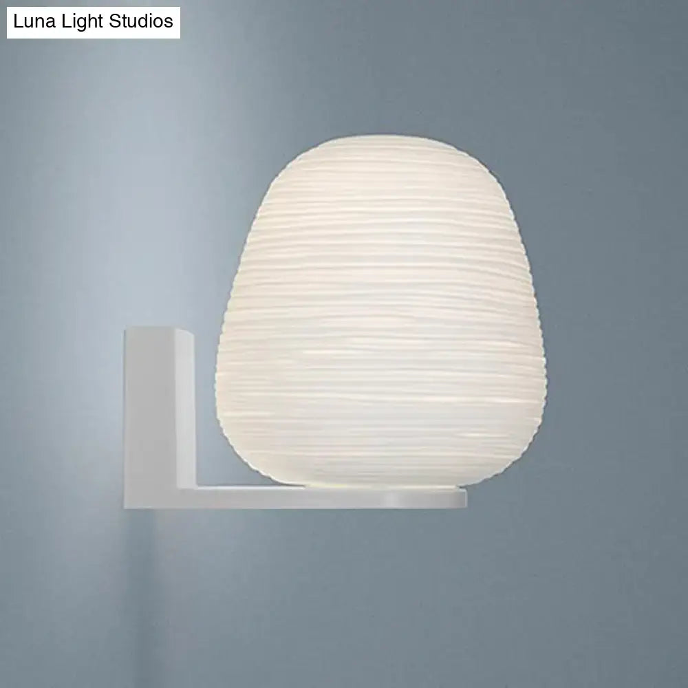 Minimalist milky ribbed glass wall mounted lighting bedroom sconce