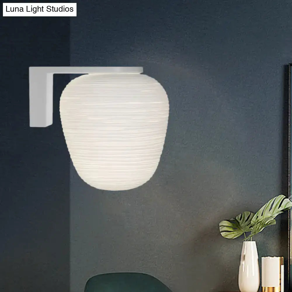 Minimalist milky ribbed glass wall mounted lighting bedroom sconce