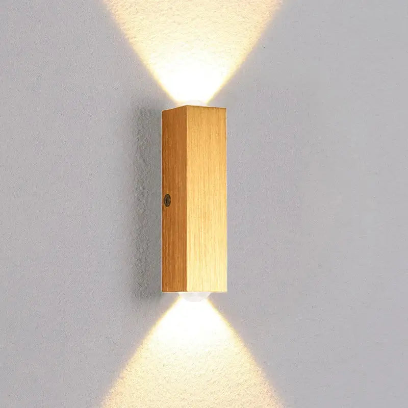 Minimalist natural wood angled wall lamp for bedroom decor