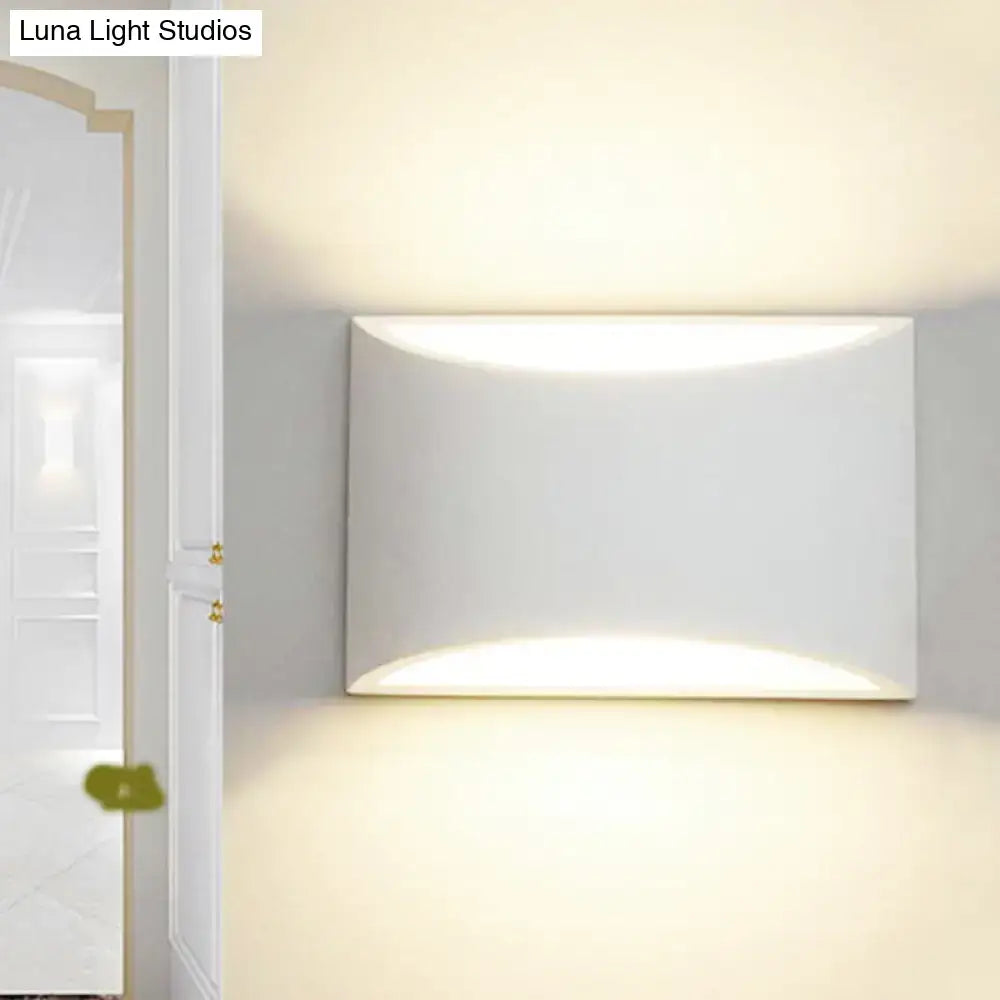 Minimalist off white led wall light bedroom curved metal sconce