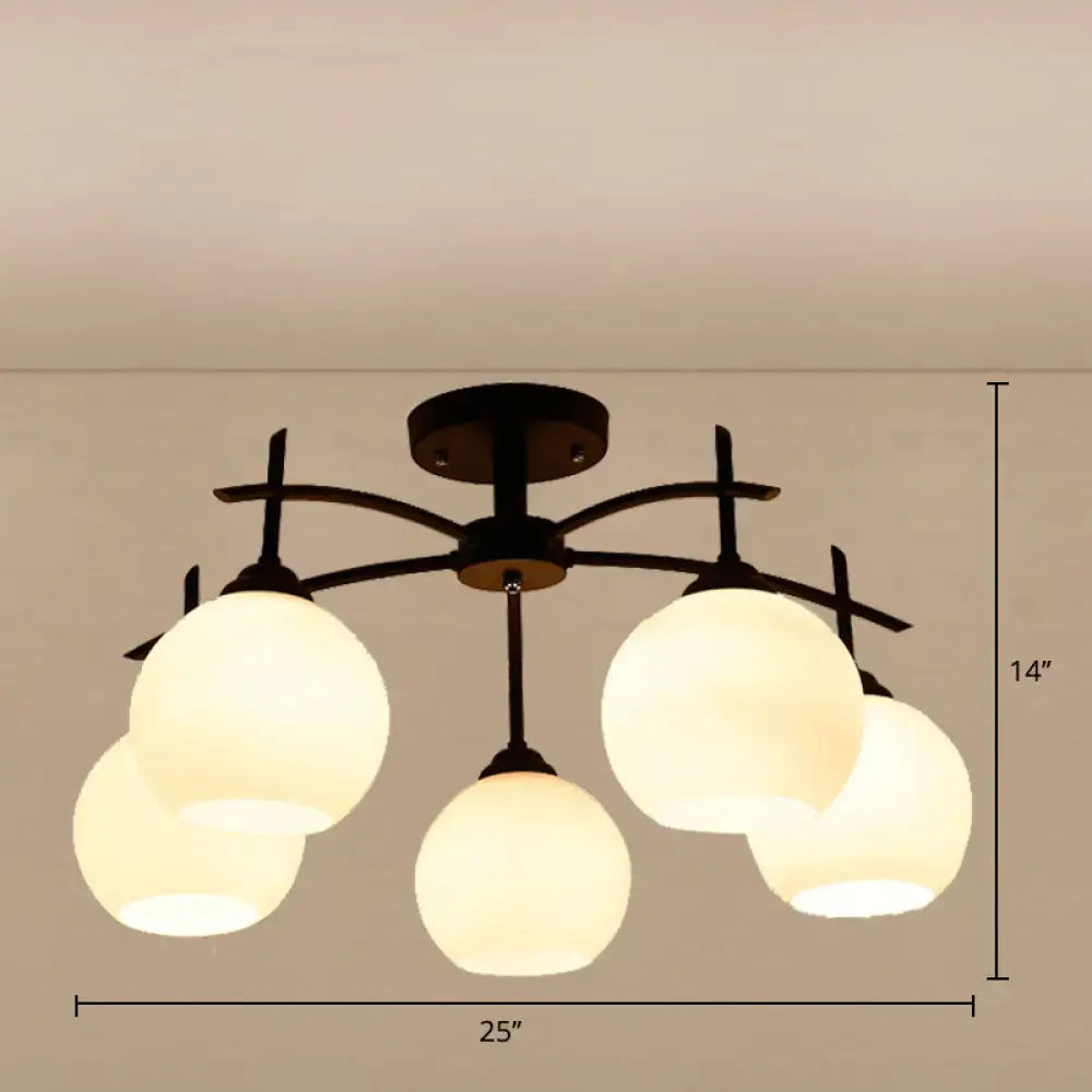 DecorBites™ Minimalist Opal Glass Flush Light in Black for Living Room Ceiling