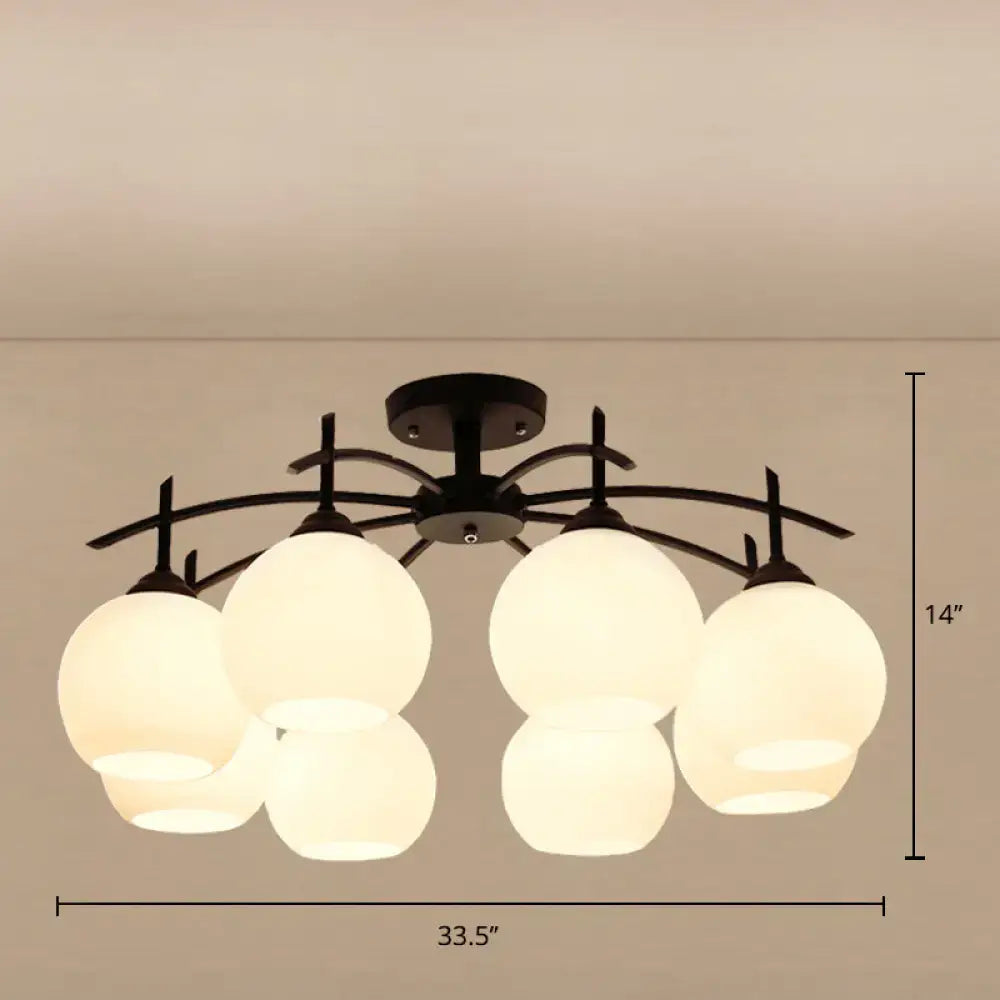 DecorBites™ Minimalist Opal Glass Flush Light in Black for Living Room Ceiling