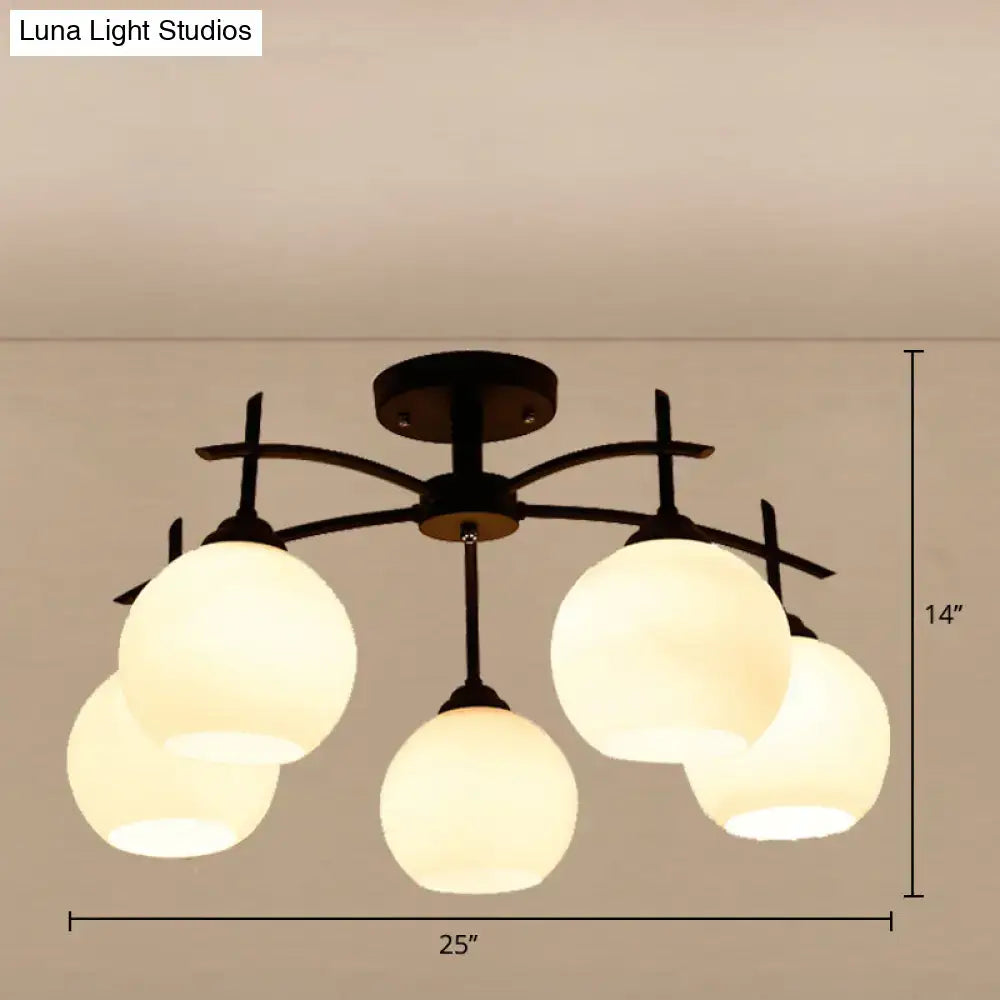 DecorBites™ Minimalist Opal Glass Flush Light in Black for Living Room Ceiling